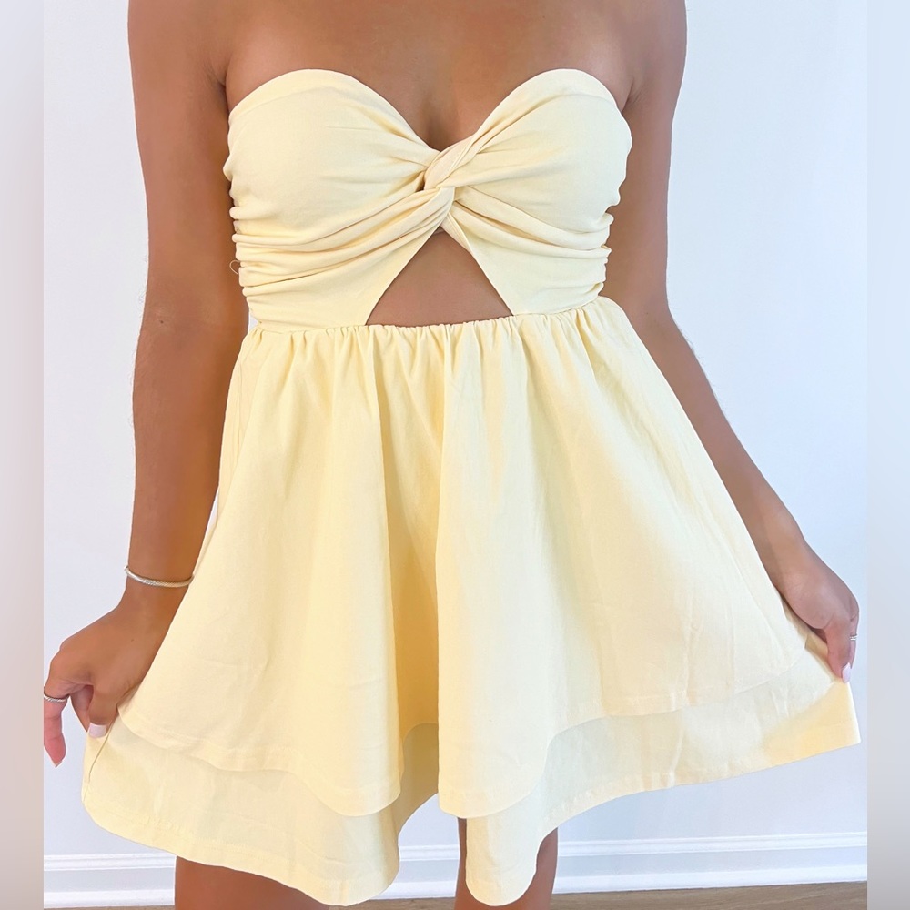 Yellow Strapless Mini Dress